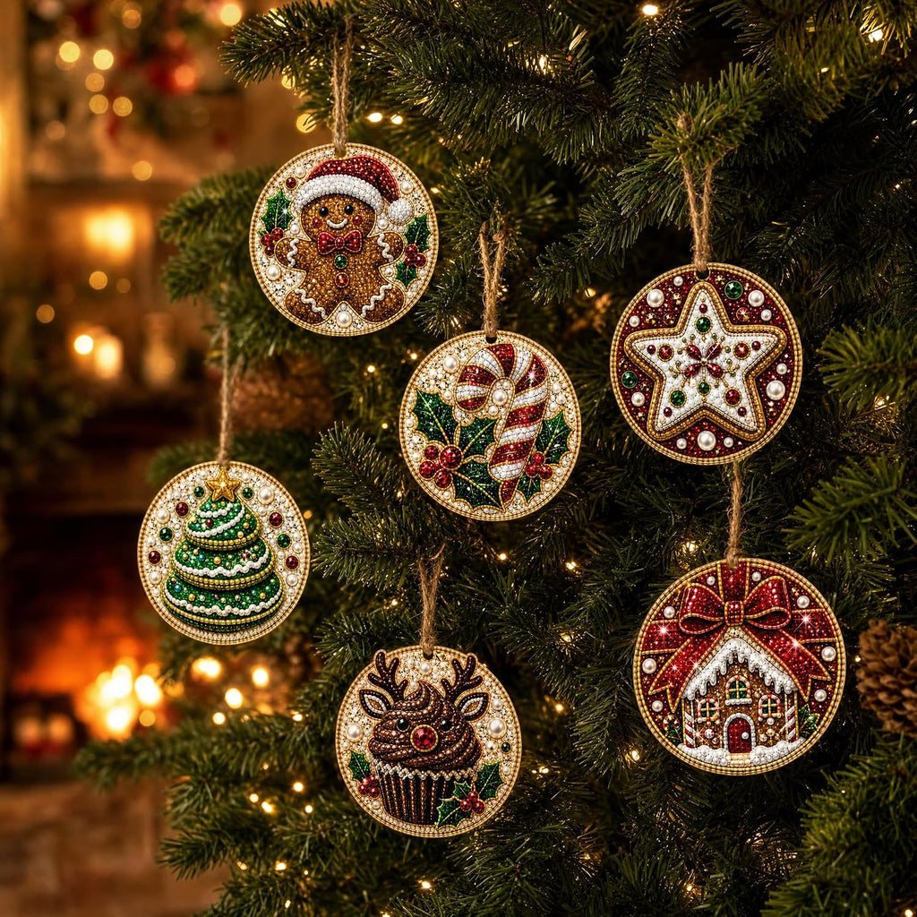 Christmas Ornaments Pearl Diamond Art Kits For Adults, Diy Wooden Diamond Art Christmas Ornaments For Christmas Tree With Pearls, Hanging Special-Shaped Gems & Jute Twine, Christmas Decor Craft#W