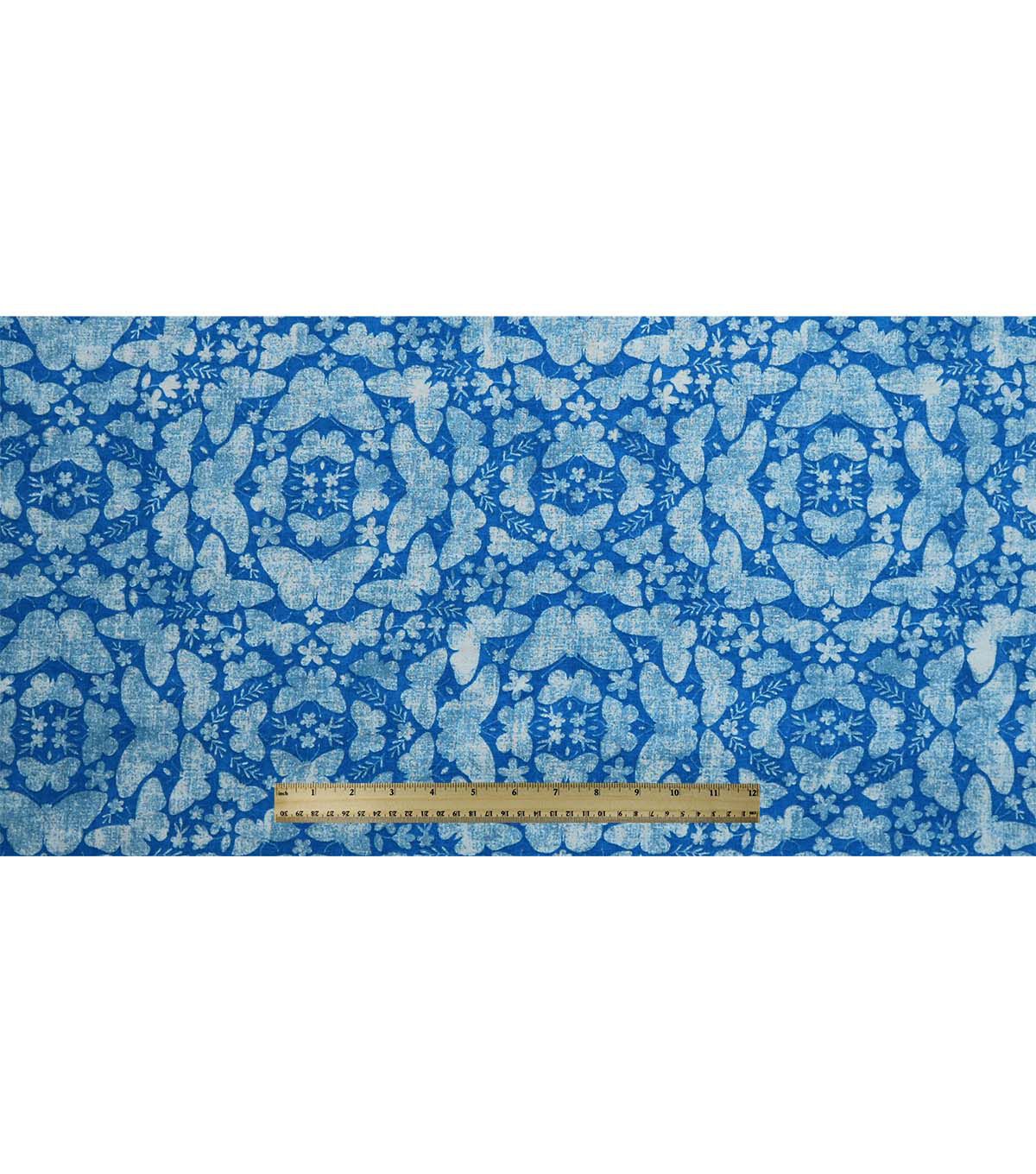 108 Blue Tonal Butterflies Blue Wide Flannel Fabric