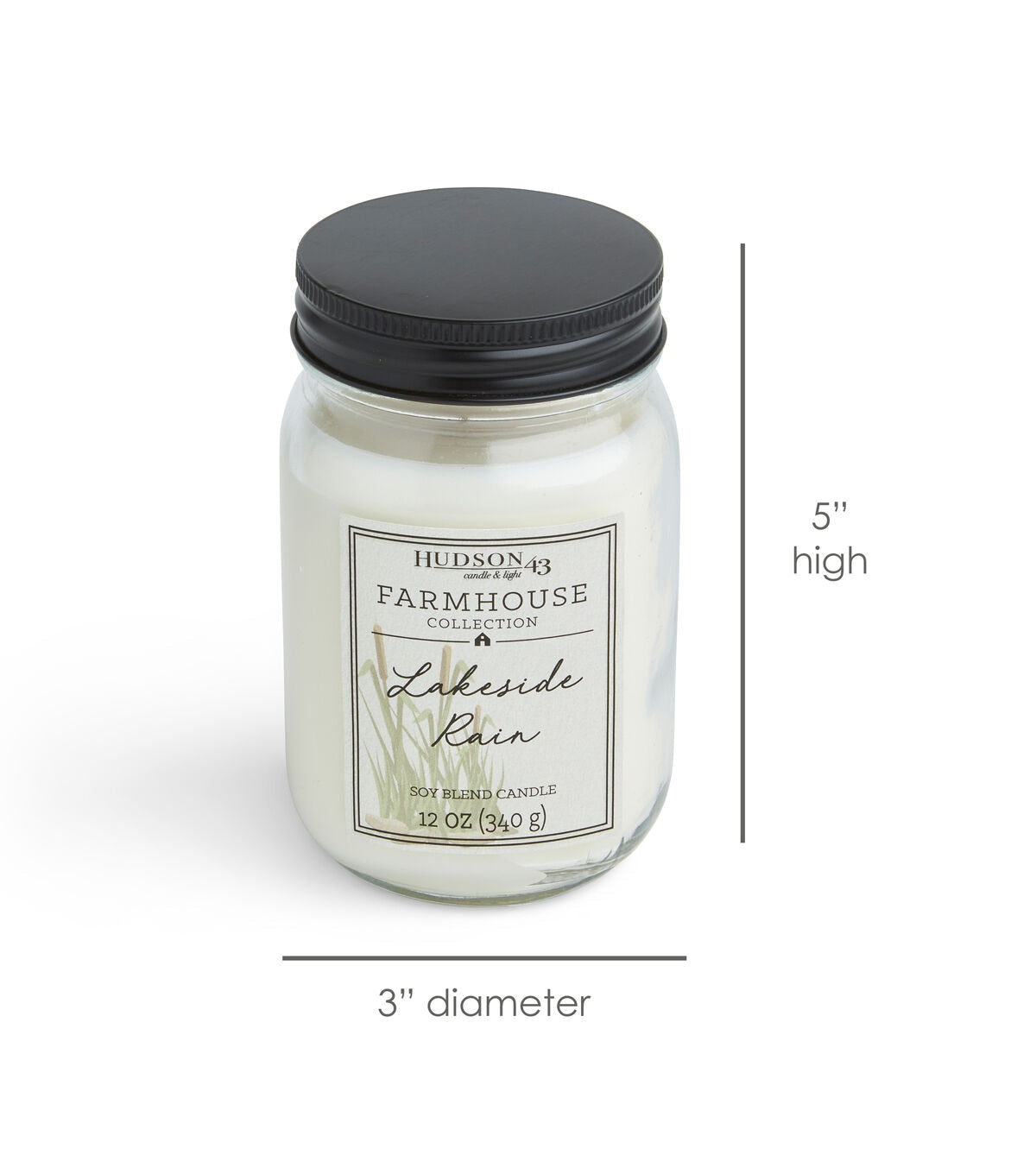12oz Lakeside Rain Scented Mason Jar Candle by Hudson 43