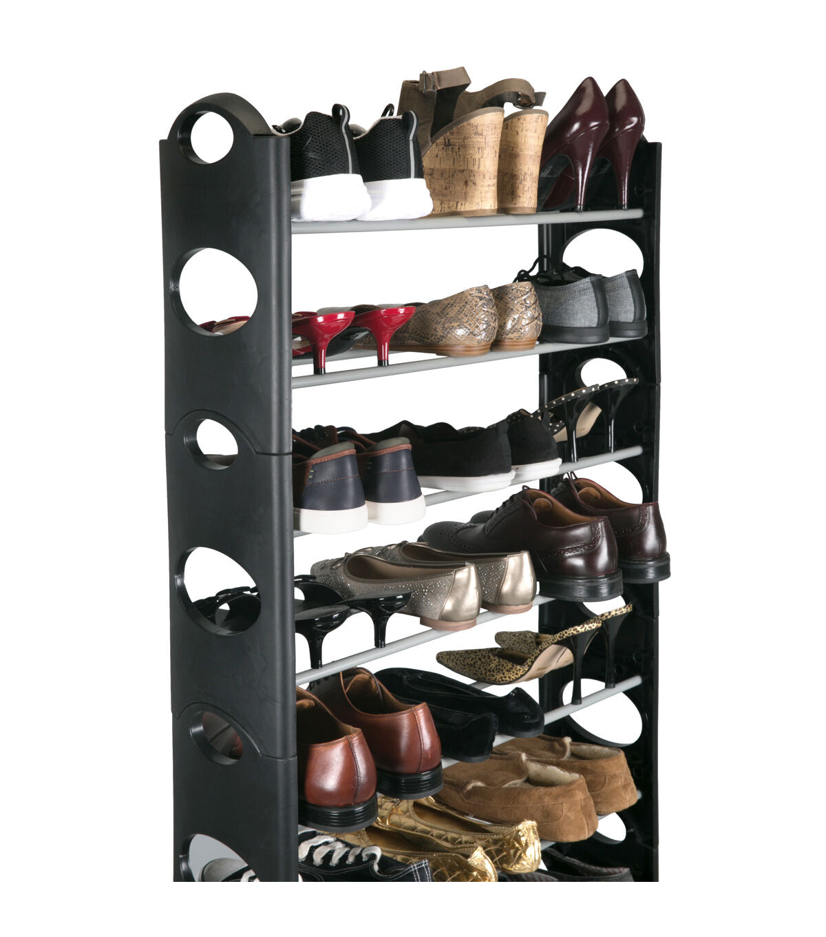 Simplify 61 Black 30 Pair Stackable Shoe Rack