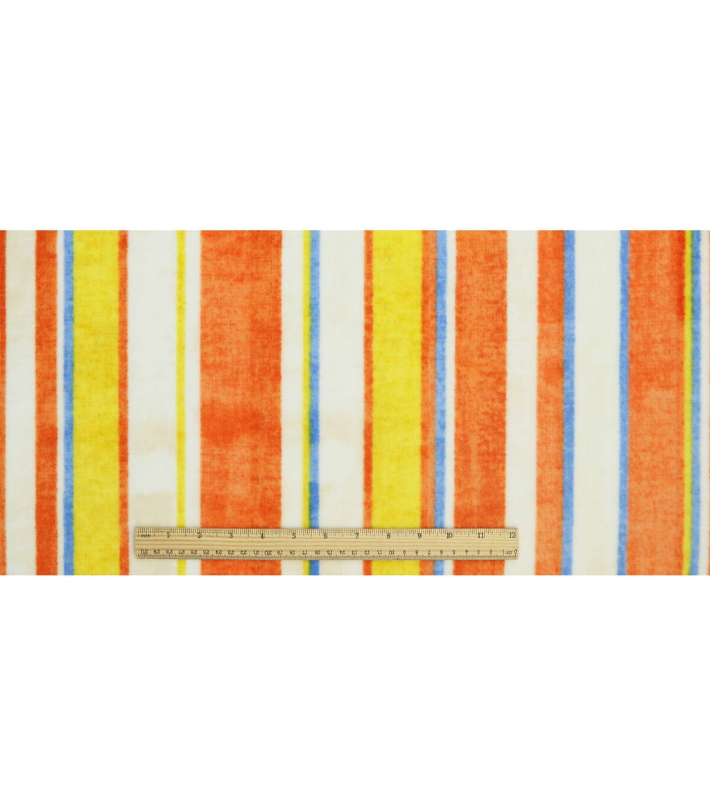Orange Stripe Luxe Fleece Fabric