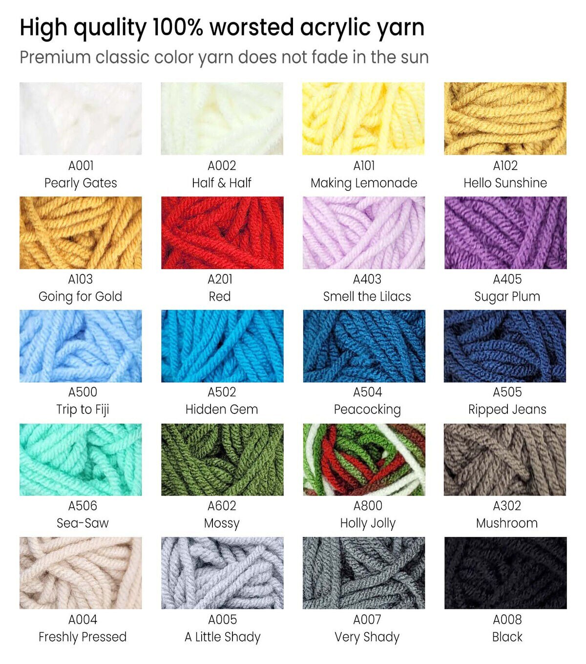 Arteza Classic Colors Premium Worsted Acrylic Yarn 20 Bundle