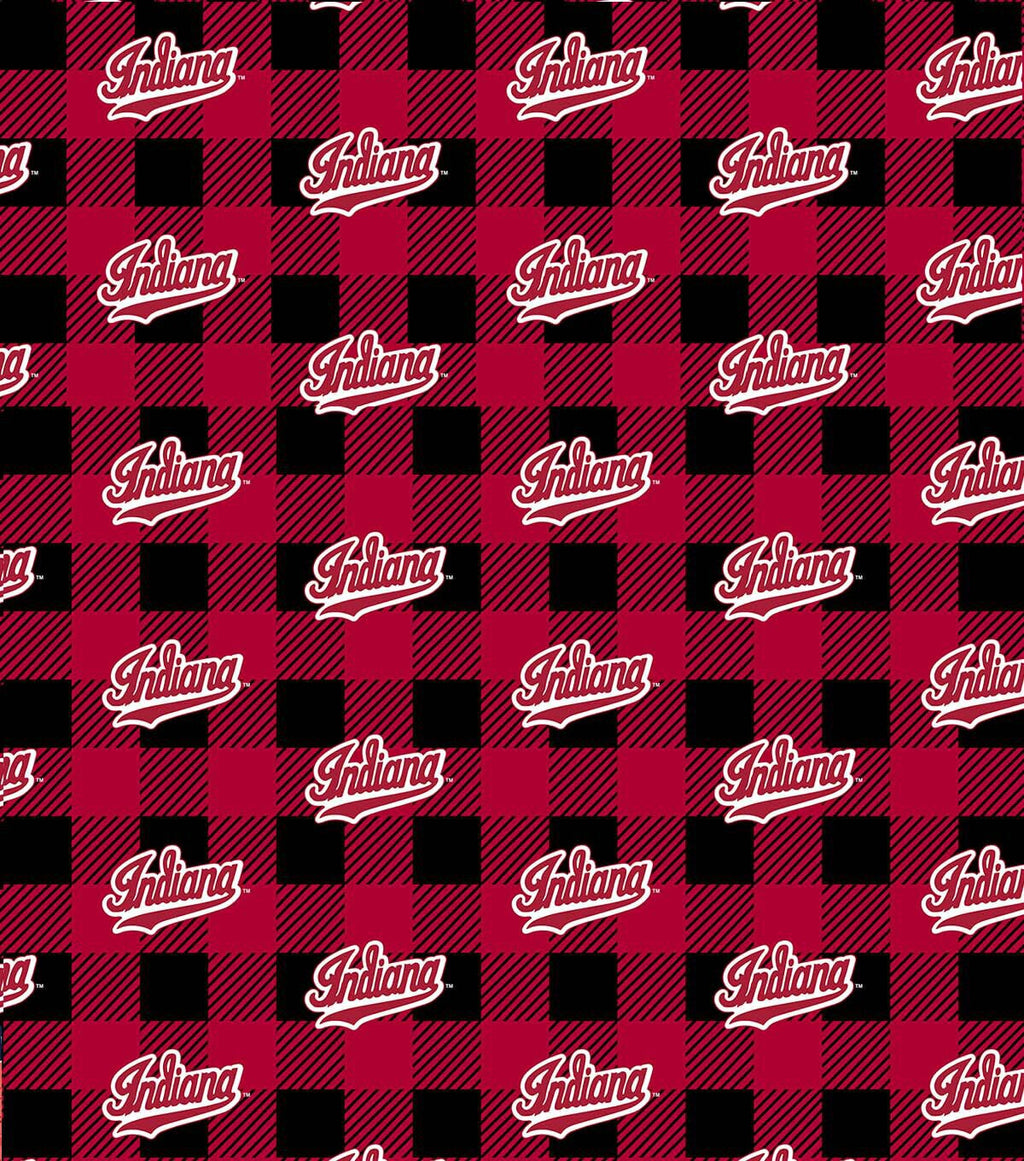 Indiana Hoosiers Fleece Fabric Buffalo Check