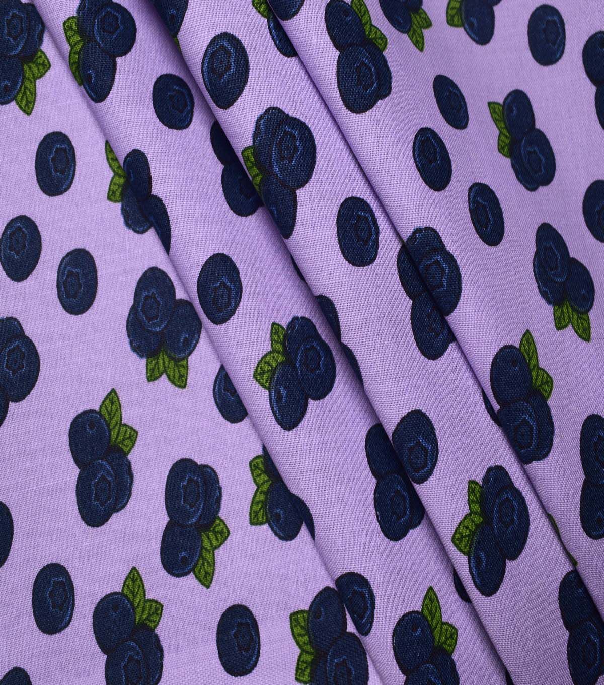 Blueberries on Purple Cotton Fabric by Quilter's Showcase