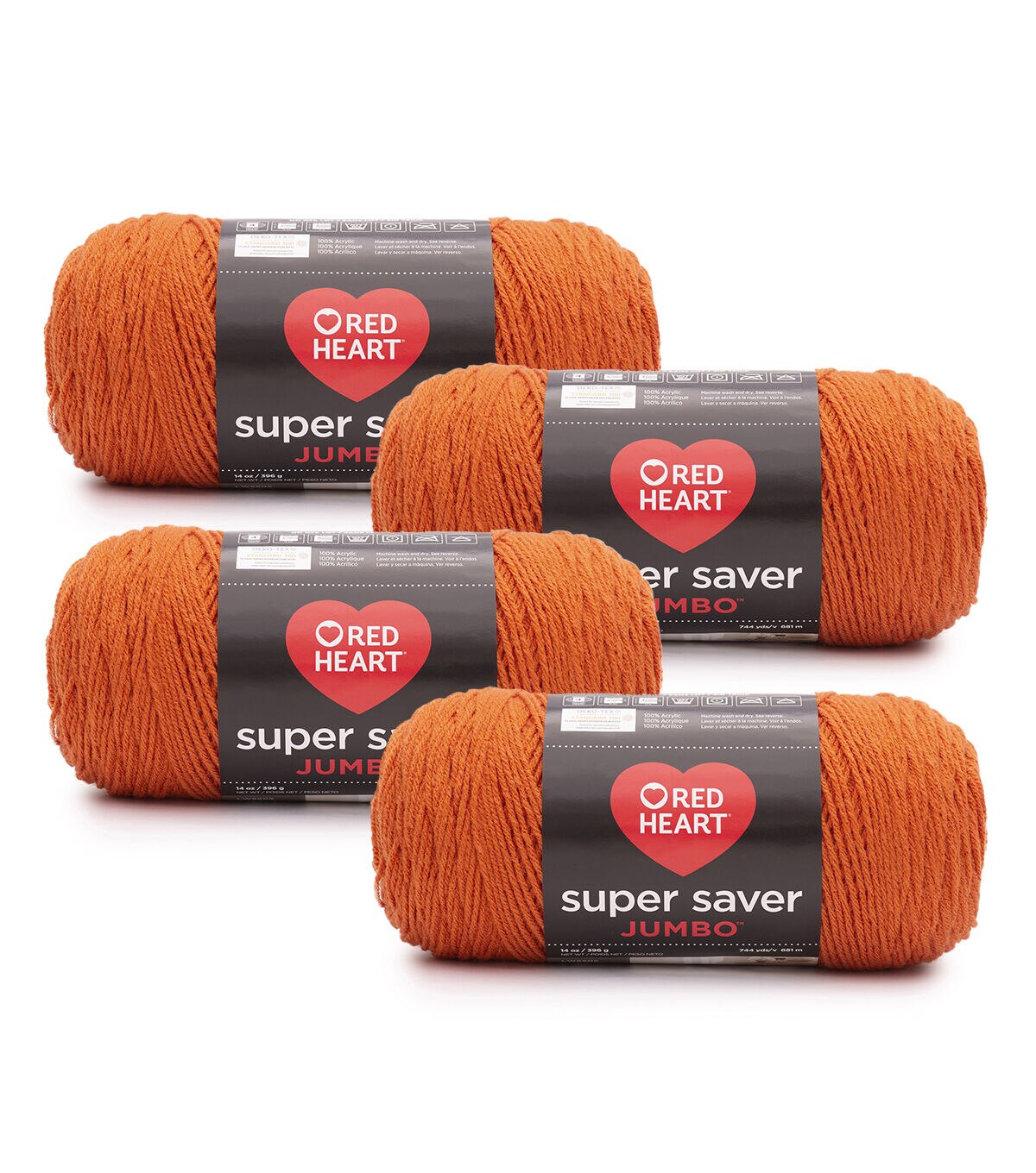 Red Heart Super Saver Jumbo 744yds Worsted Acrylic Yarn 4 Bundle