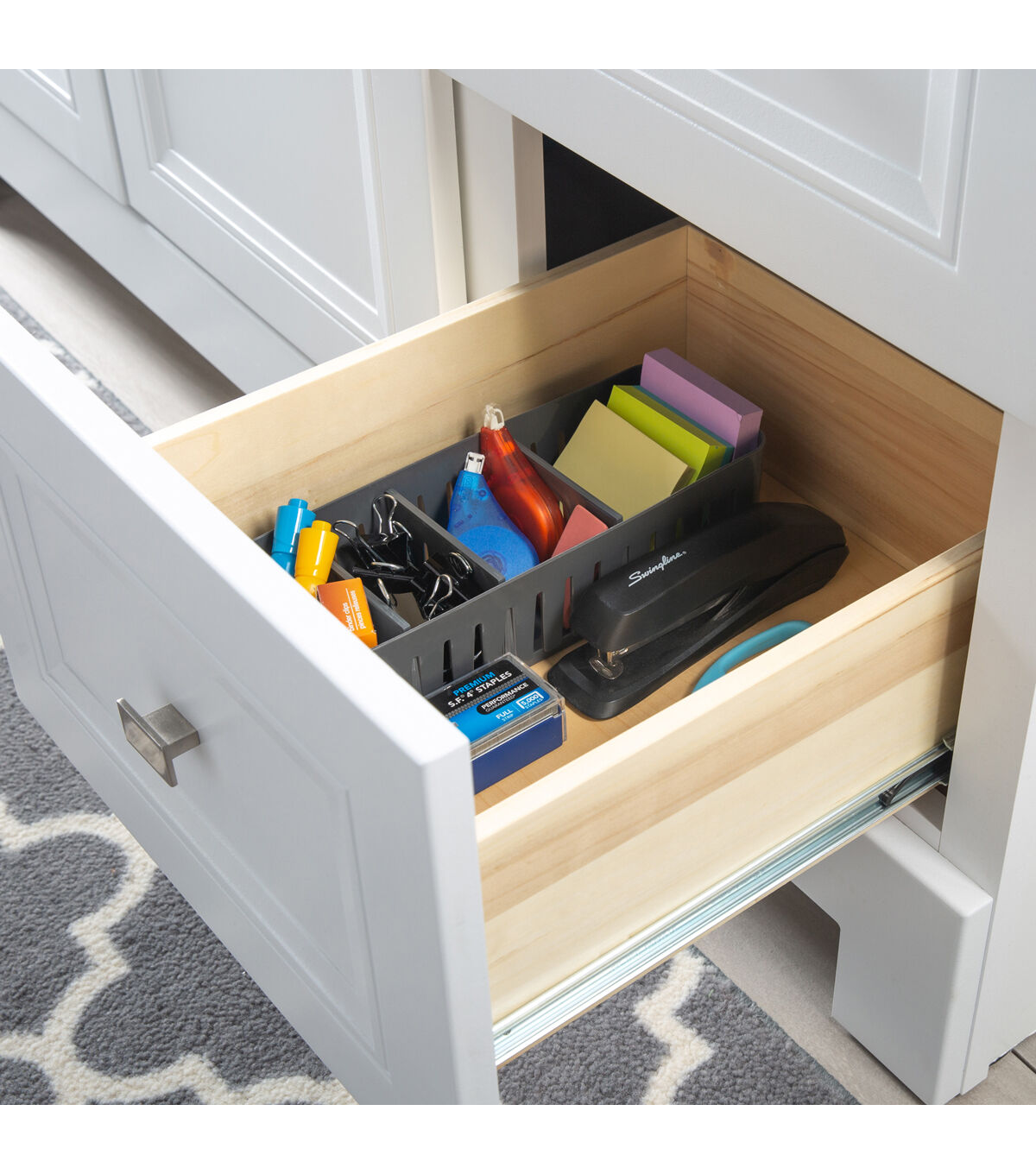 Simplify 12.5 Gray Stackable Organizer Bin With Adjustable Dividers