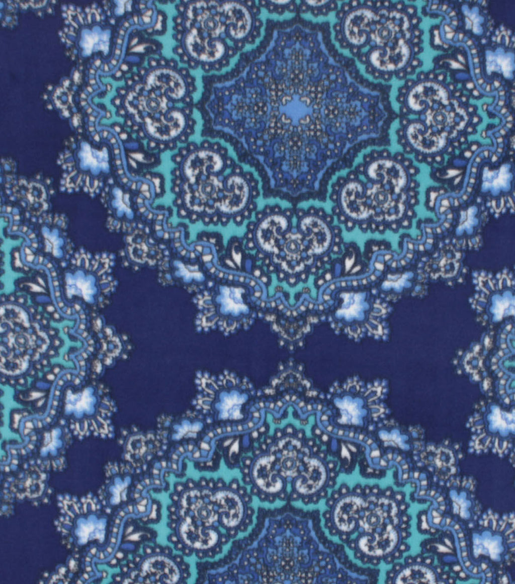 Blue Medallions Anti Pill Fleece Fabric