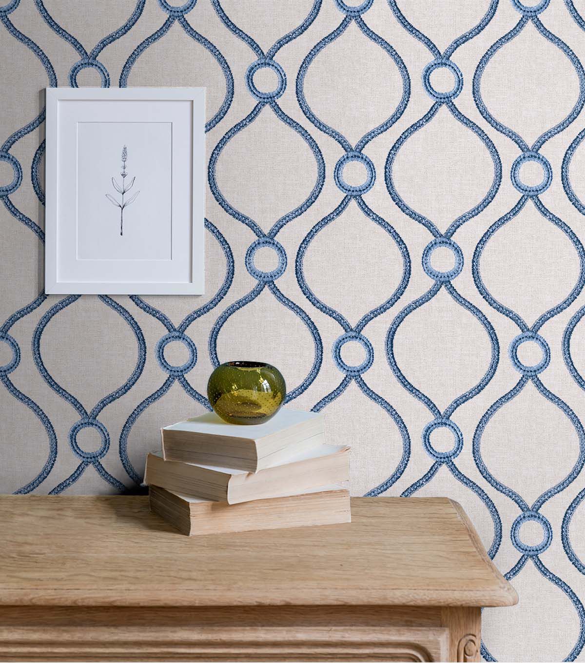 Surface Style 20.5' x 18' Delft Curveball Peel & Stick Wallpaper