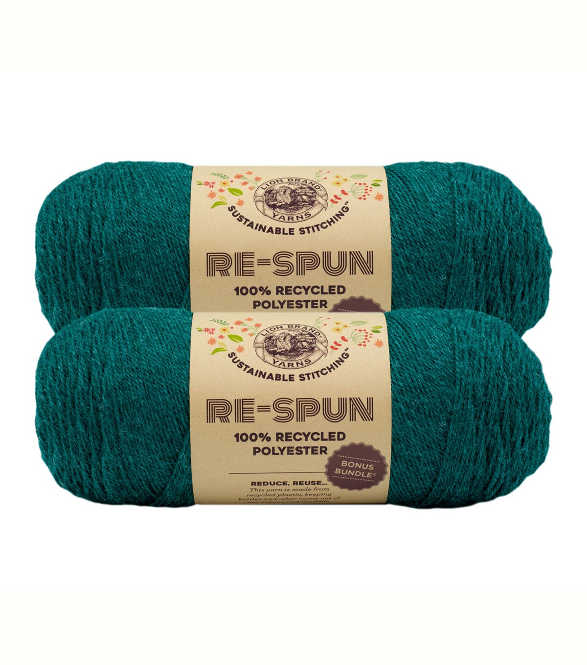 Lion Brand Re-Spun Bonus Bundle 358yds Worsted Polyester Yarn 2 Bundle