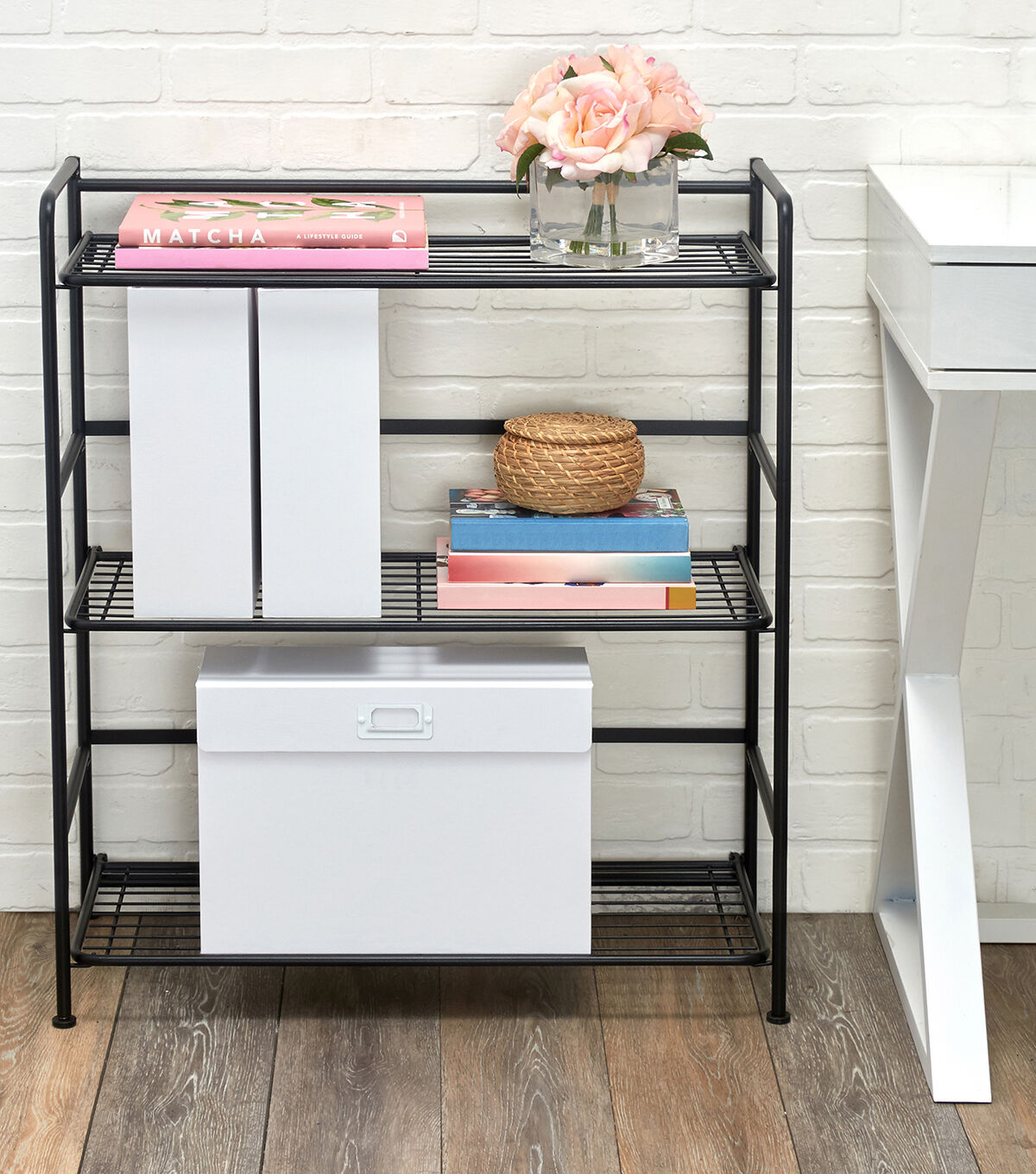 FlipShelf Black 3 Tier Metal Wide Shelving Unit