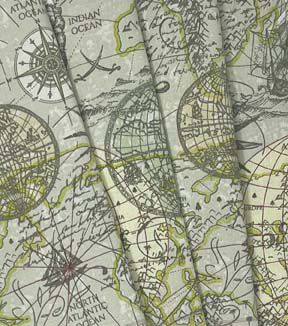 Fabric Traditions Green Navigational Map Novelty Cotton Fabric