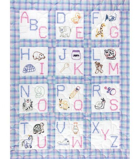 Jack Dempsey Needle Art 9 ABC Stamped Nursery Quilt Blocks 12pk