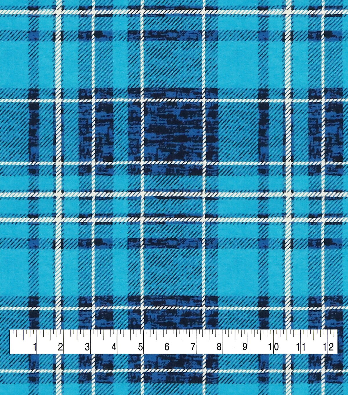 Blue Distressed Plaid Super Snuggle Flannel Fabric