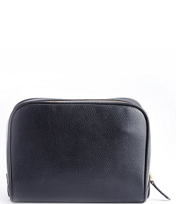 Pebbled Leather Zip Toiletry Travel Bag