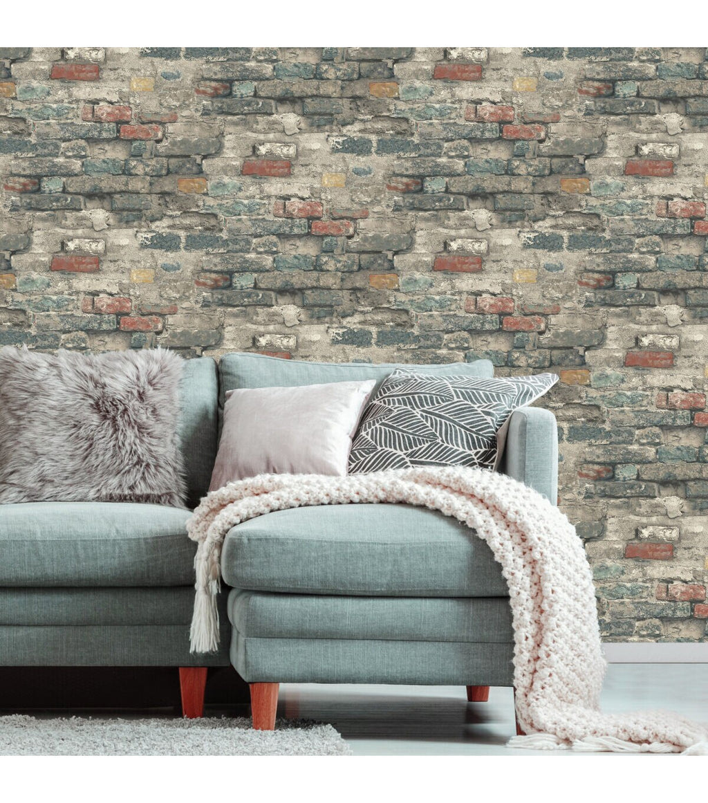 RoomMates Wallpaper Brick Alley