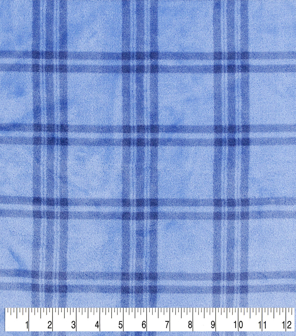 Blue Plaid Sew Lush Fleece Fabric
