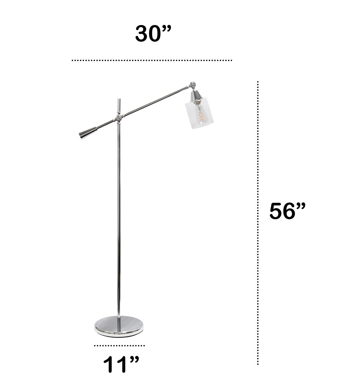 All The Rages Swing Arm Floor Lamp with Clear Glass Cylindrical Shade