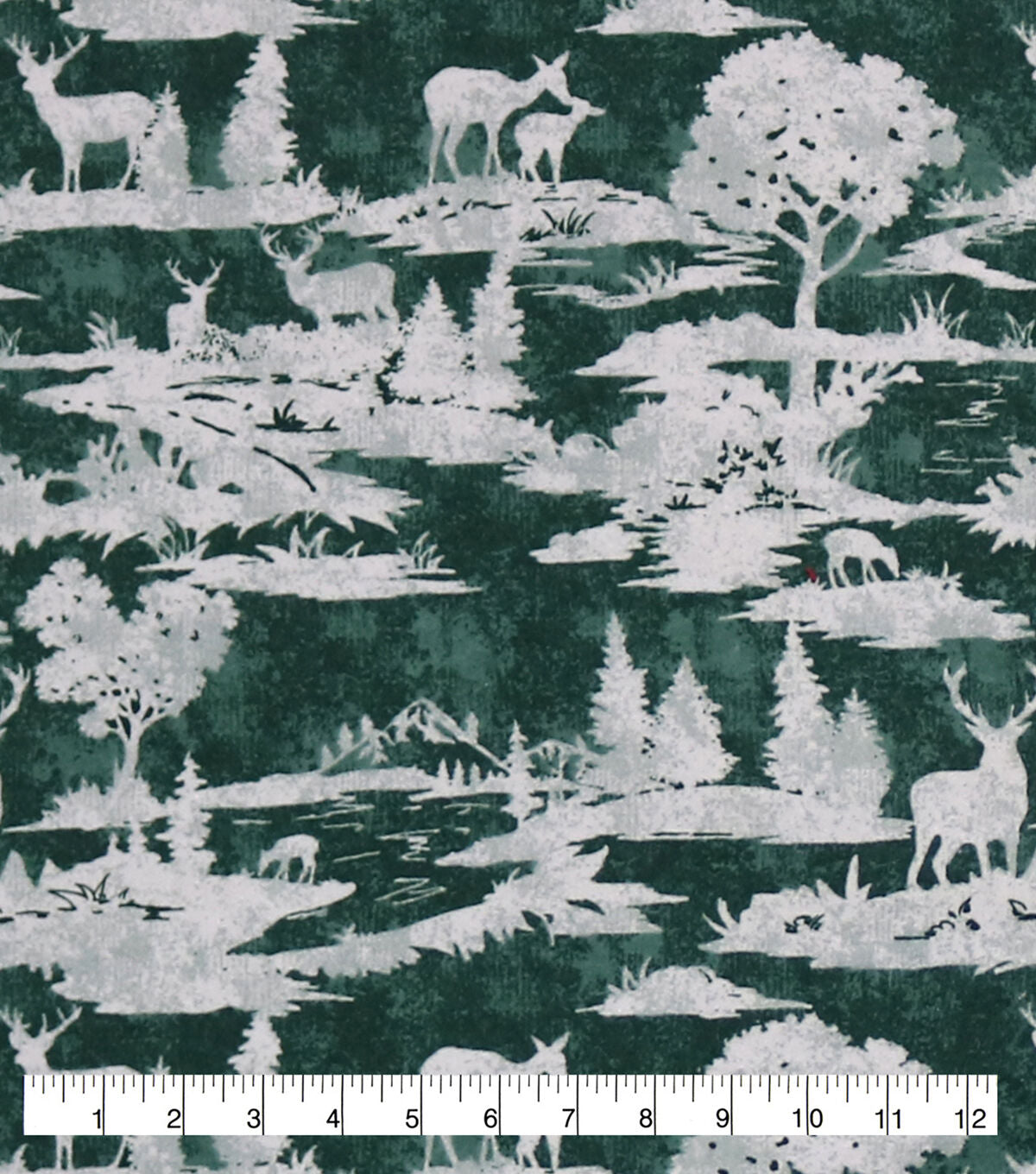 Deer Silhouettes On Green Super Snuggle Flannel Fabric
