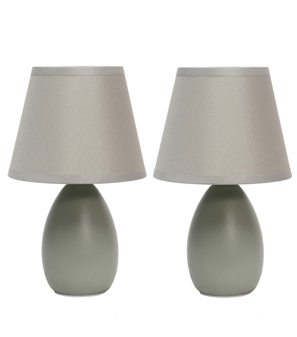 All The Rages 10 Ceramic Petite Oblong Desk Lamp With Fabric Shade 2pk