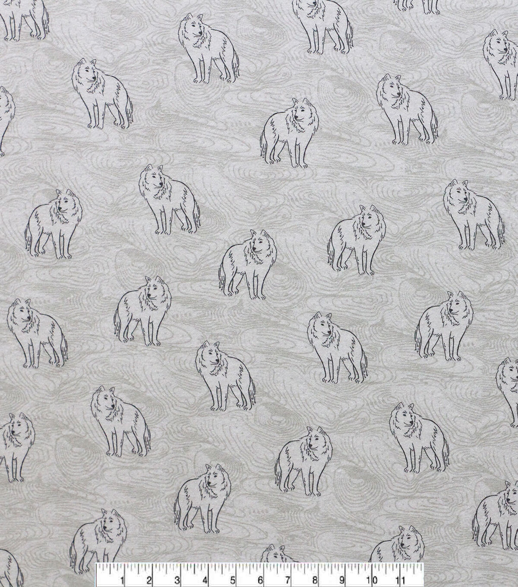 Super Snuggle Wolf Sketch Flannel Fabric