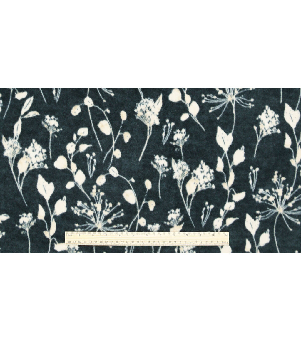 Black Floral Luxe Fleece Fabric