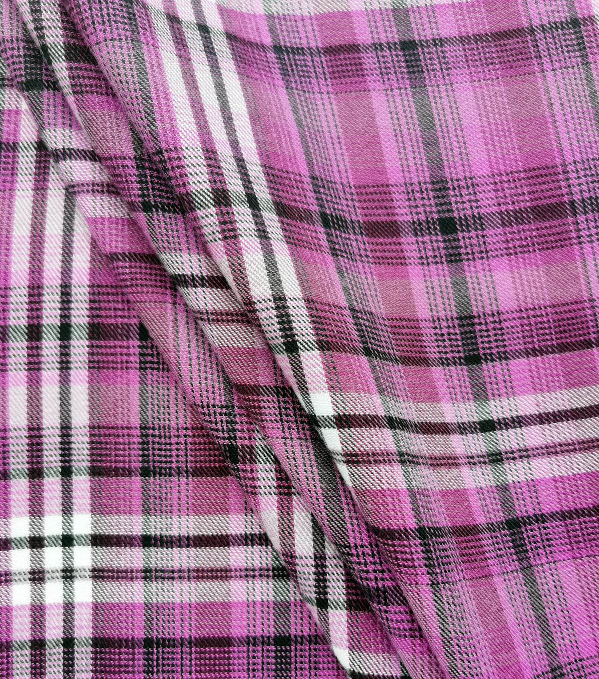 Purple Box Plaid Polyester Flannel Fabric