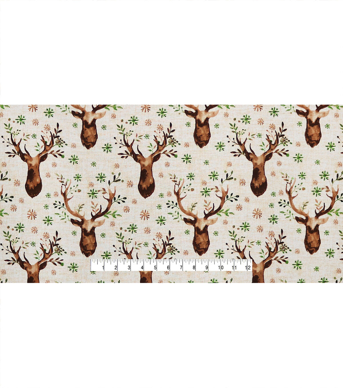 Deer Head Floral Super Snuggle Flannel Fabric