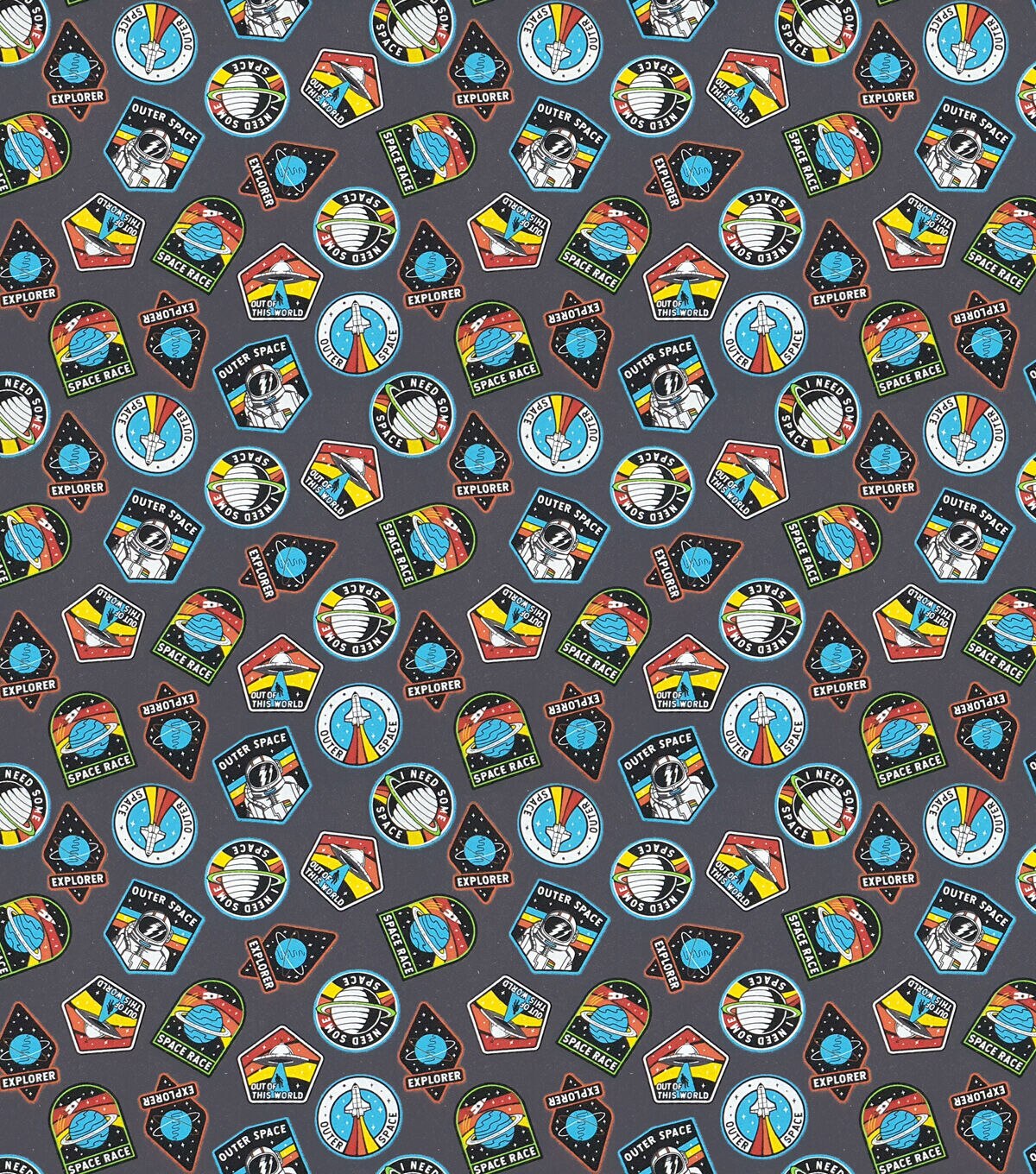 Space Badges Super Snuggle Flannel Fabric