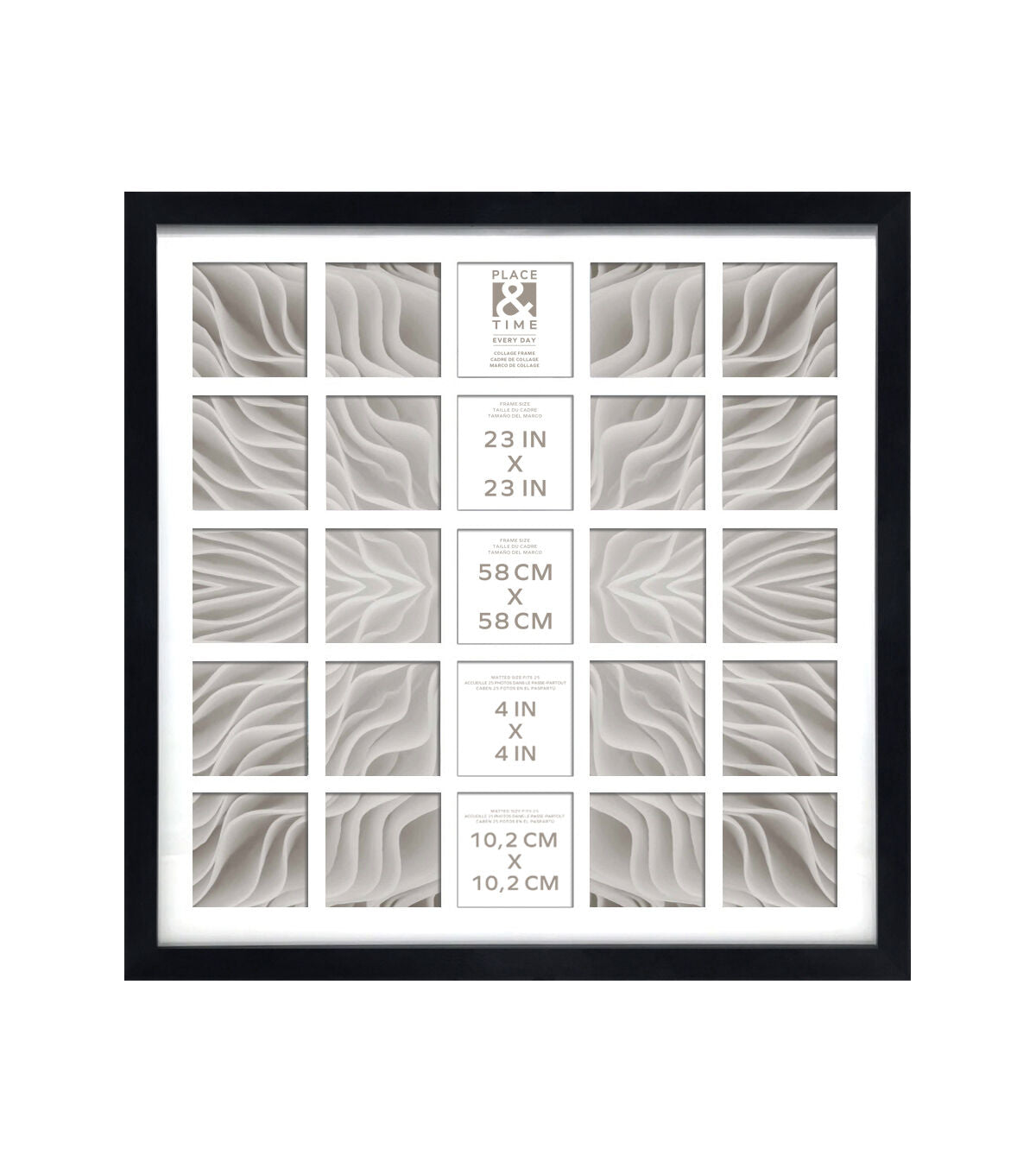 4 x 4 Black 25 Photo Collage Frame by Place & Time