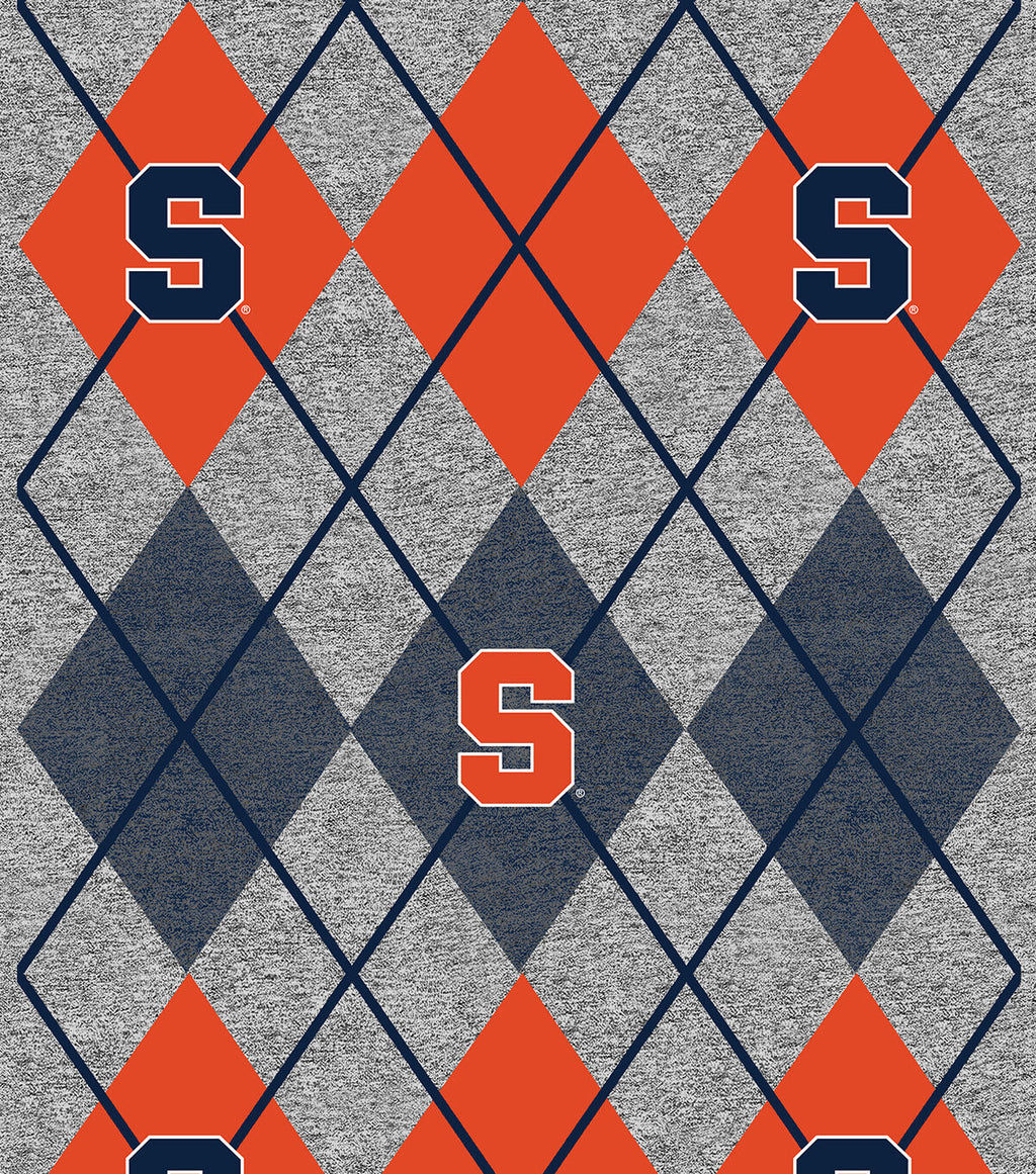 Syracuse University Fleece Fabric Heather Argyle