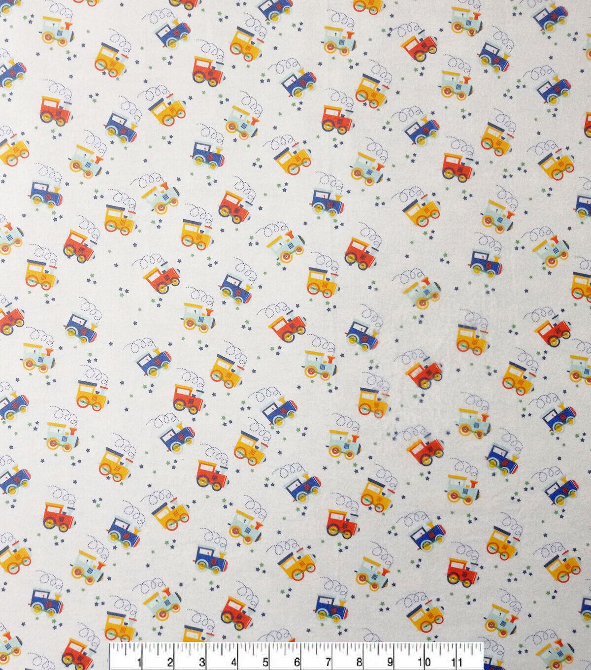 Choo Choo Trains on White Super Snuggle Flannel Fabric