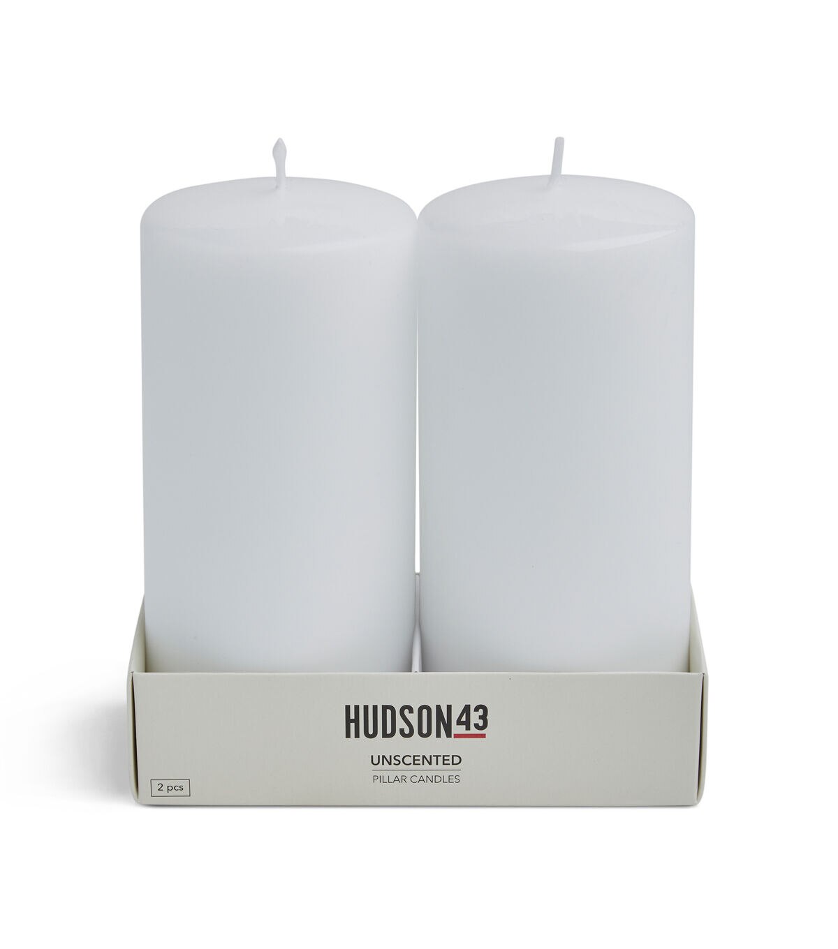 3 x 6 White Unscented Pillar Candles 2pk by Hudson 43