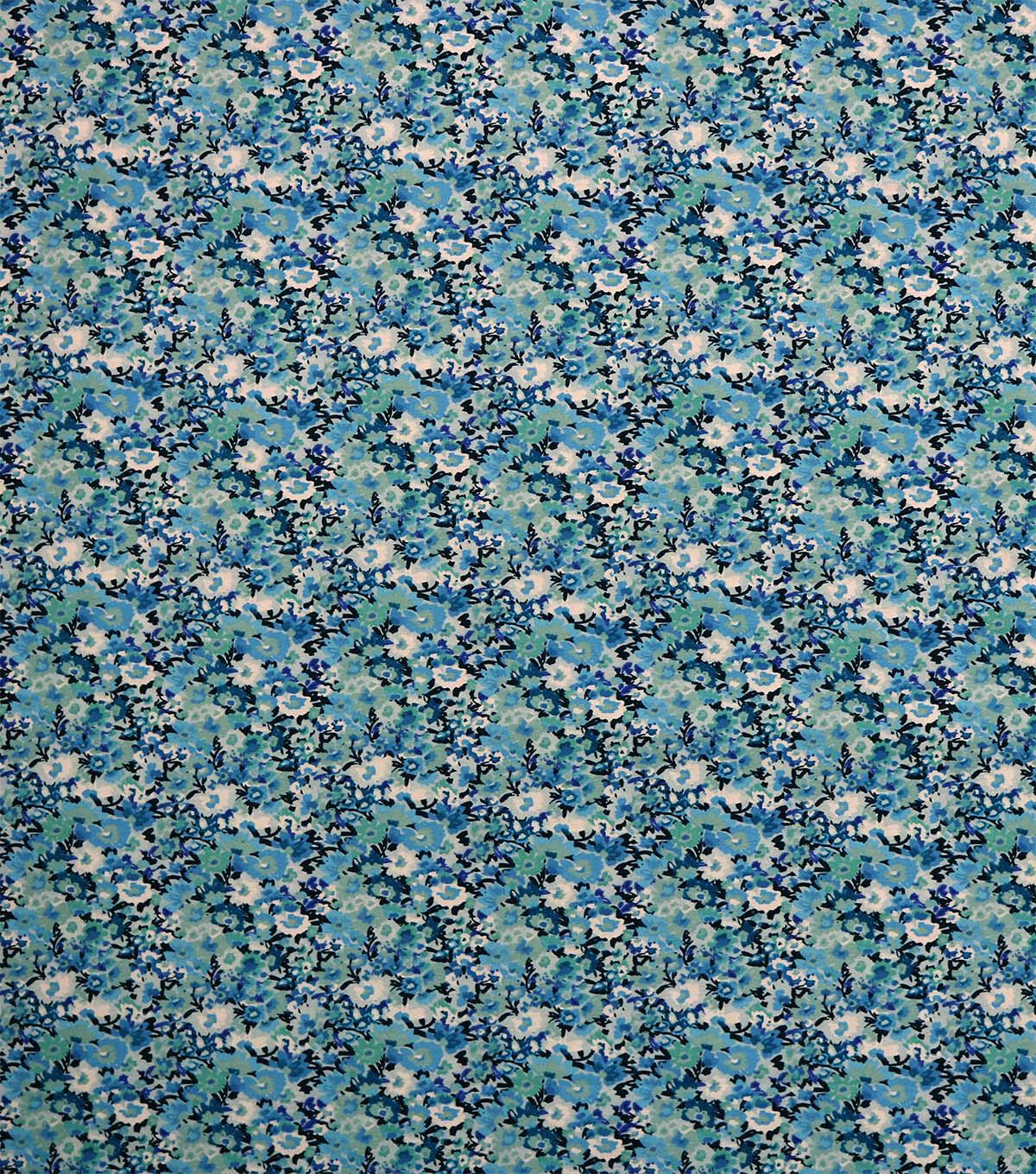 108 Blue Modern Floral Wide Flannel Fabric