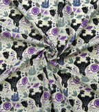 Black Panther Linocut Attack Cotton Fabric