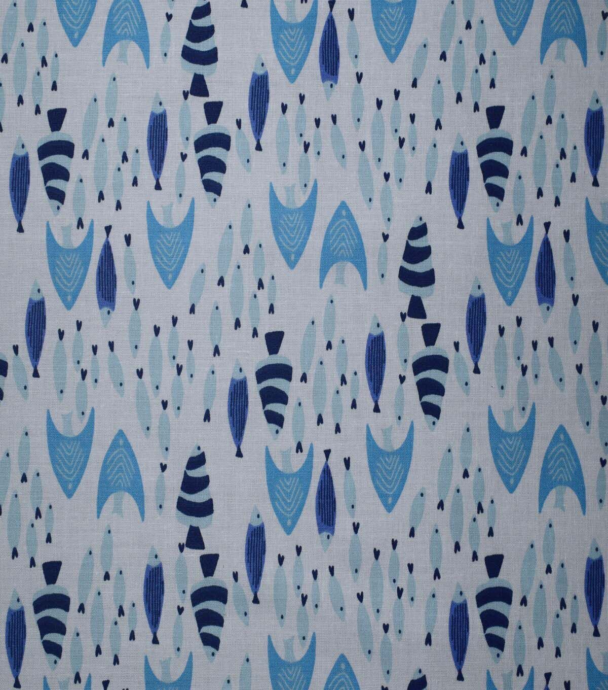 Underwater Fish on Blue Cotton Fabric by Quilter's Showcase