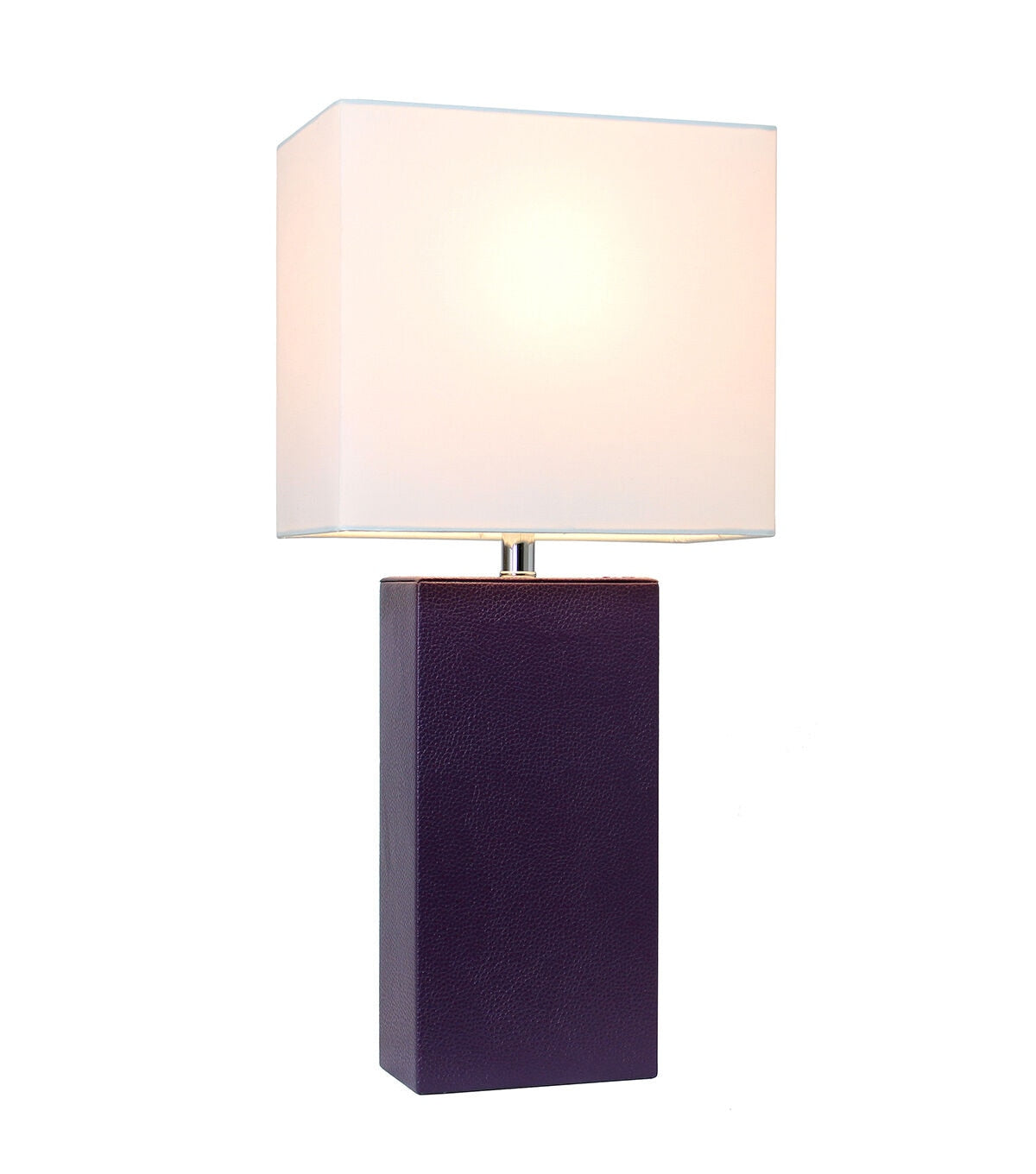 All The Rages Modern Leather Table Lamp with White Fabric Shade