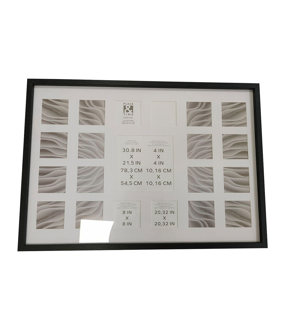 4 x 4 & 8 x 8 Black 21 Photo Collage Frame by Place & Time