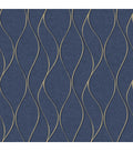 RoomMates Wallpaper Navy Wave Ogee