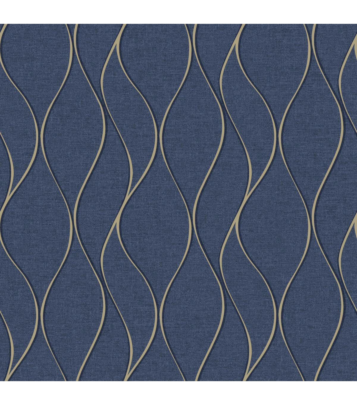 RoomMates Wallpaper Navy Wave Ogee
