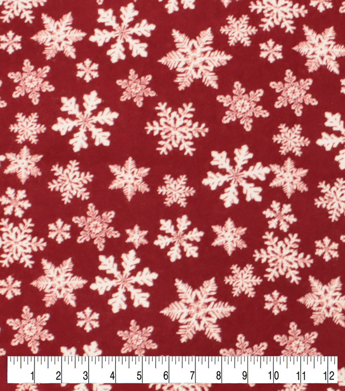 Snowflakes on Red Super Snuggle Christmas Flannel Fabric