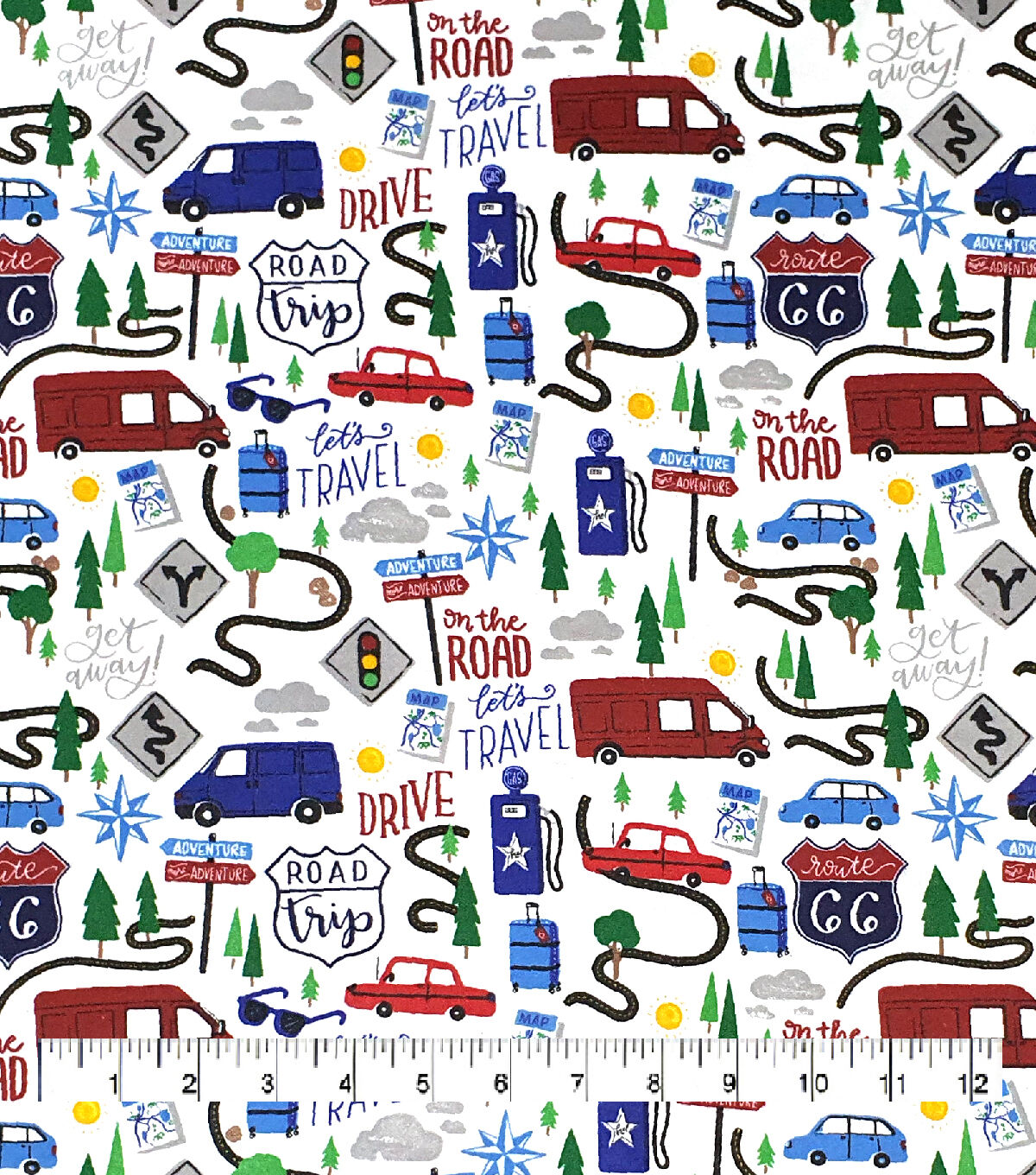 Super Snuggle Patriotic Road Trip Flannel Fabric