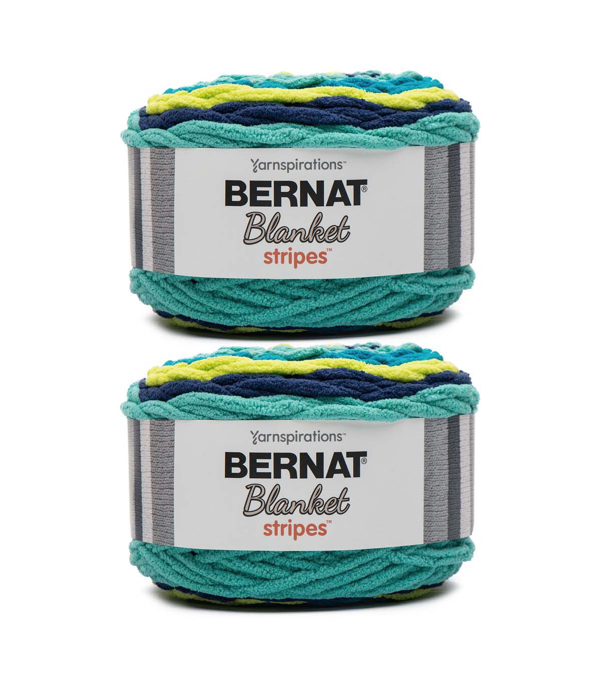 Bernat Blanket Stripes 220yds Super Bulky Polyester Yarn 2 Bundle