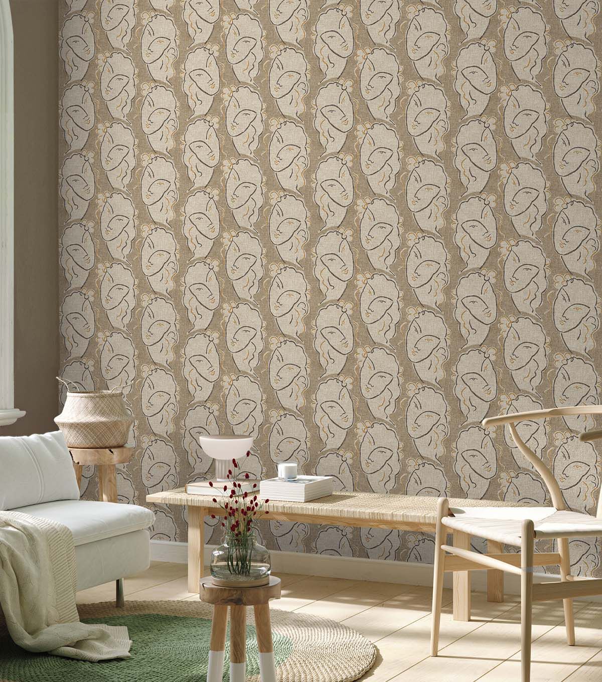 Surface Style 20.5' x 18' Linen Beau Visage Peel & Stick Wallpaper