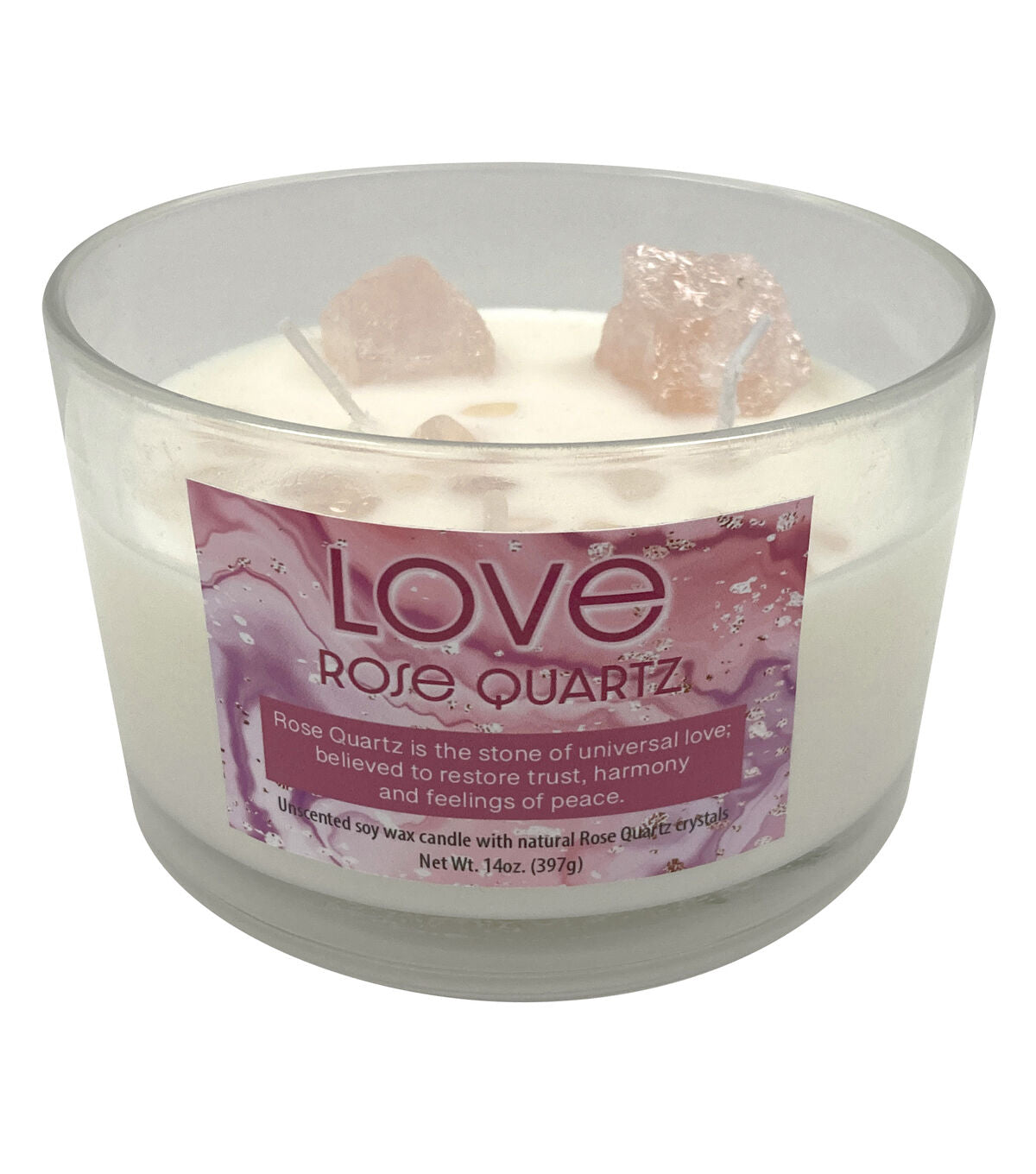 Unscented Crystal Candle Rose Quartz