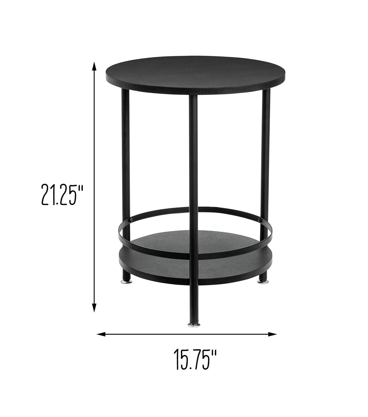 Honey Can Do 2 Tier Round Side Table Black