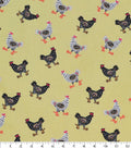 Novelty Cotton Fabric Yellow Pattern Chickens
