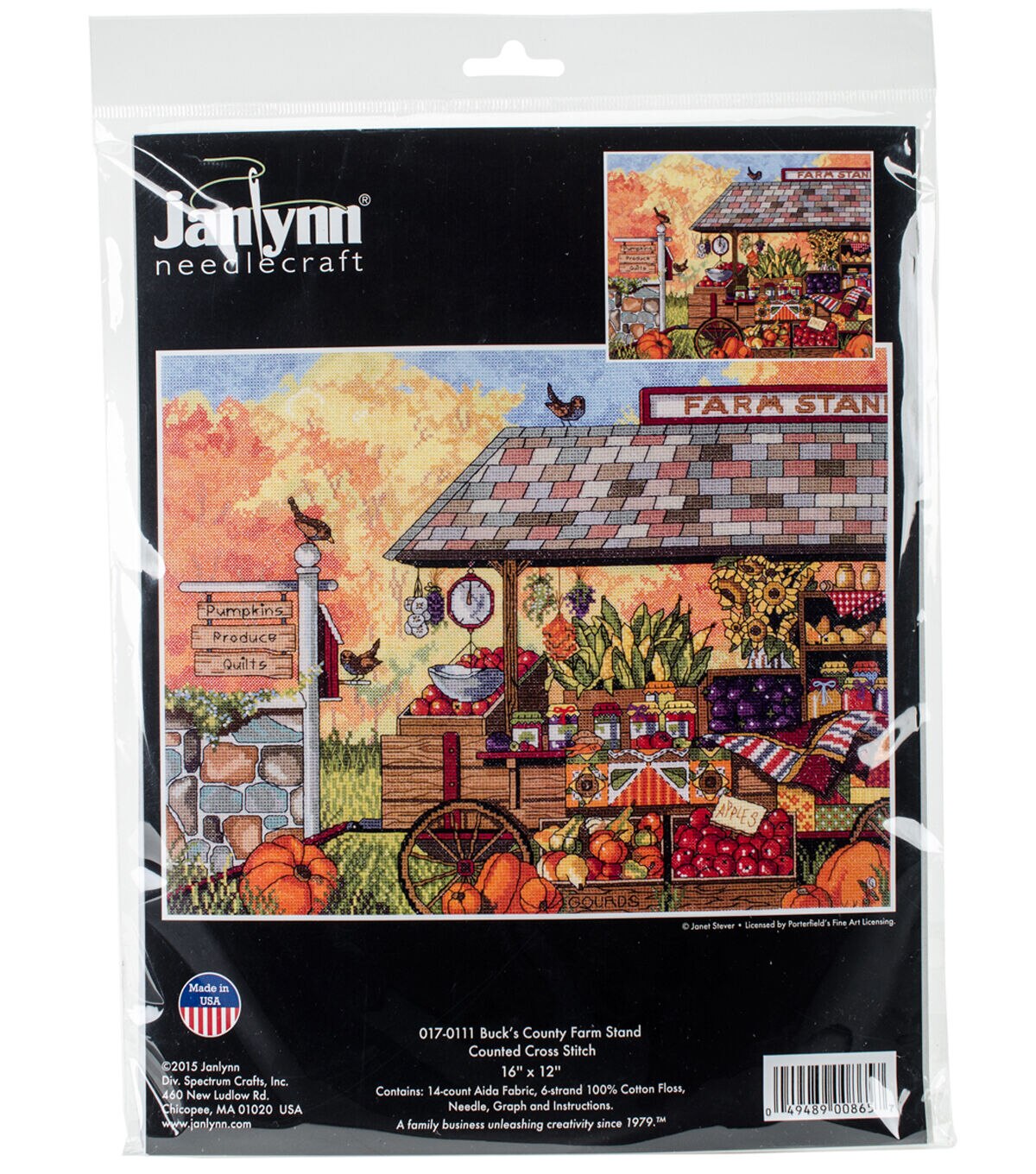 Janlynn 16 x 12 Buck's County Farm Stand Counted Cross Stitch Kit
