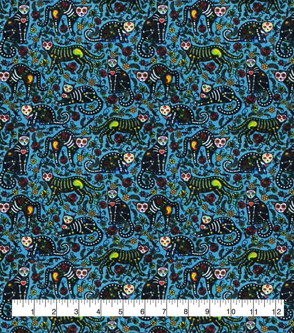Skeleton Cat Super Snuggle Flannel Fabric
