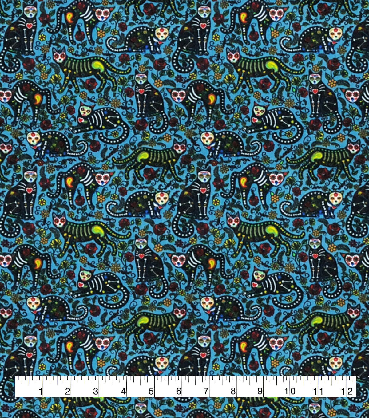 Skeleton Cat Super Snuggle Flannel Fabric