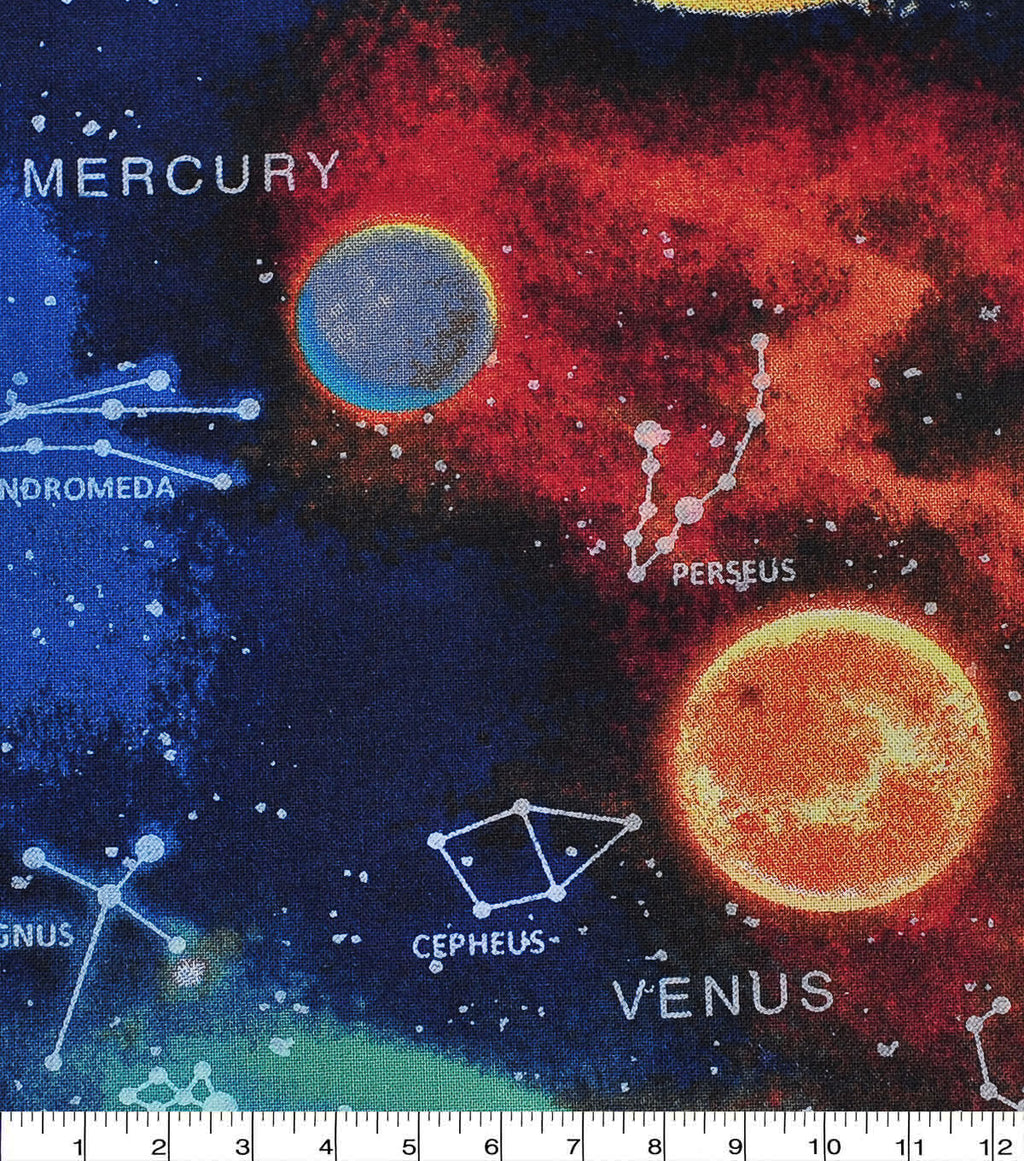Novelty Cotton Fabric Space